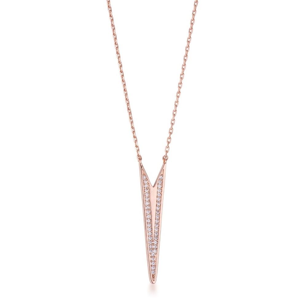 .2Ct Rose Gold Plated CZ Embedded Elongated Arrow